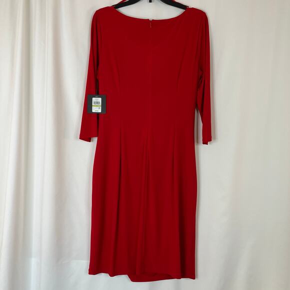 Jessica Howard | Red Pleated Side Waist Sheath Dress NWT Womens 14 - Picture 7 of 7